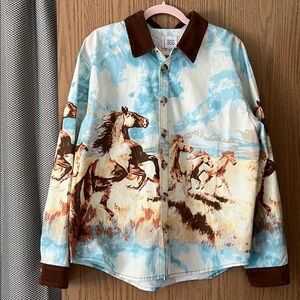 BDG Dru Printed Twill Chore Shacket